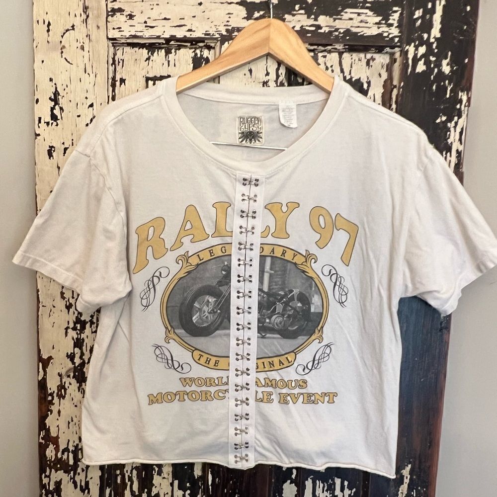 Women’s Rugged Gypsy Retro Rally 97 Motorcycle T-shirt. Size Medium.
